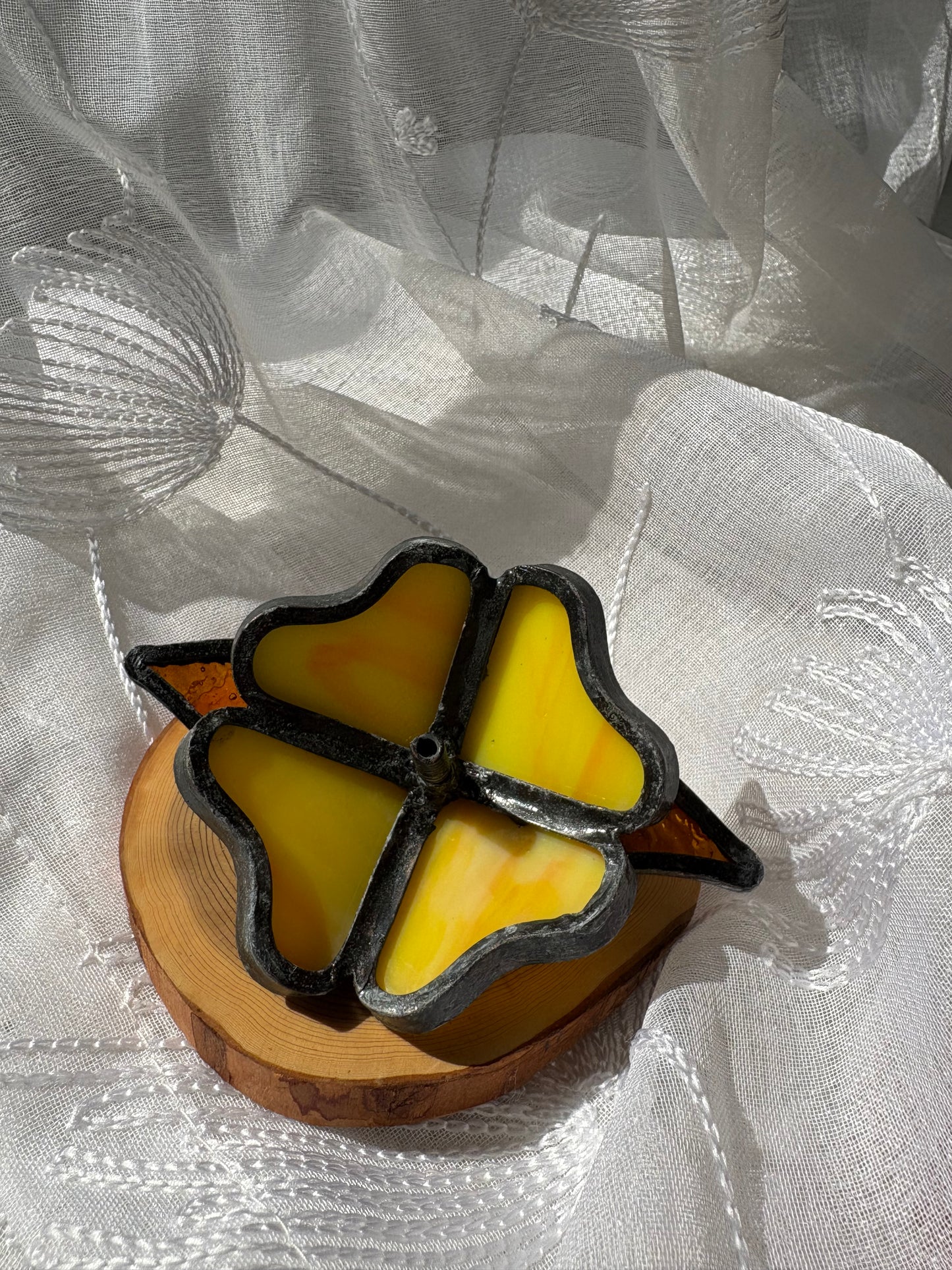 Flower stained glass incense holder