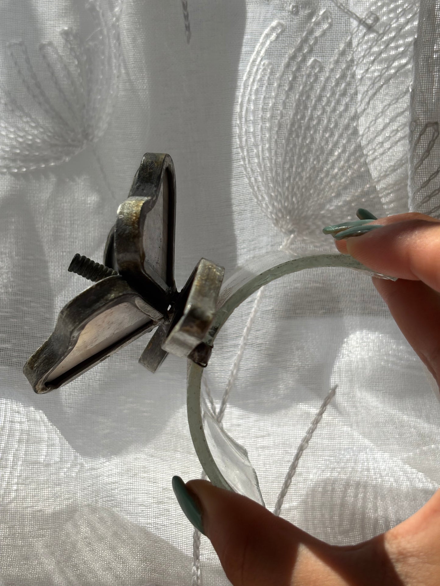 Flower stained glass incense holder with glass base