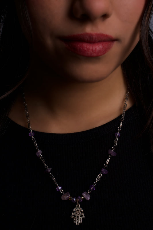 Hamsa Amethyst Necklace